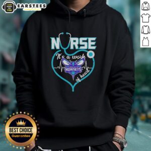 Alternative view of Hot Charlotte Hornets Nurse It's A Work Of Heart Stethoscope Shaped Heart Nba T-Shirt