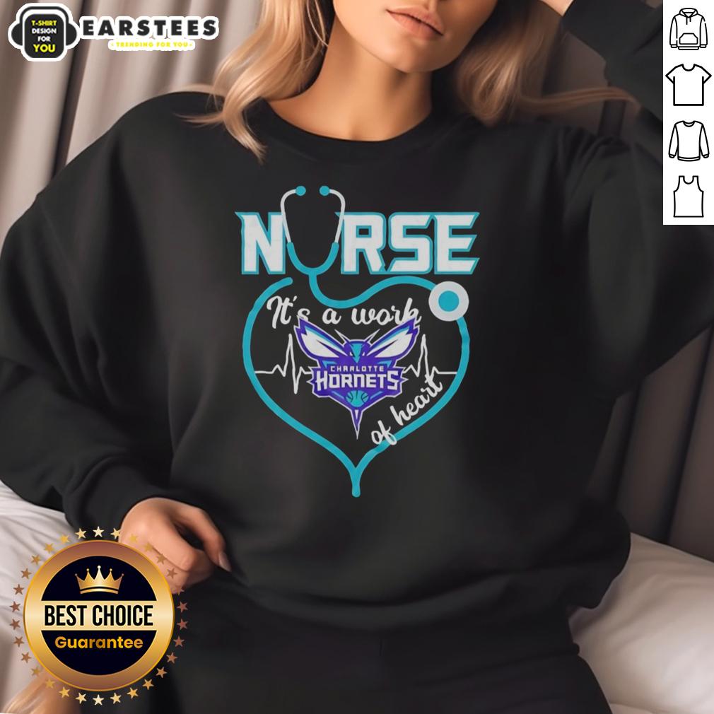 Hot Charlotte Hornets Nurse It's A Work Of Heart Stethoscope Shaped Heart Nba T-Shirt - Image 5
