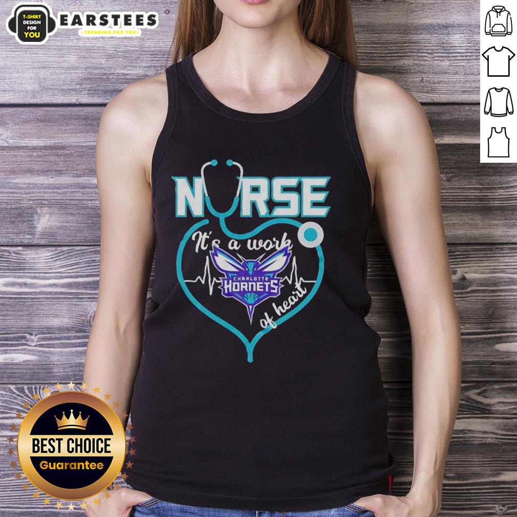 Hot Charlotte Hornets Nurse It's A Work Of Heart Stethoscope Shaped Heart Nba T-Shirt - Image 4