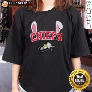 Alternative view of Official Kansas City Chiefs X Snoopy Happy Easter T-Shirt