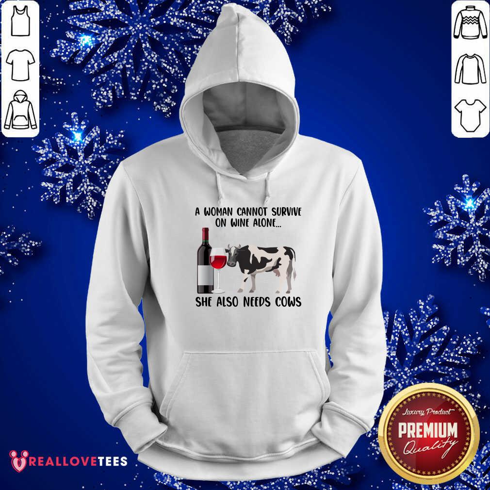 A Woman Cannot Survive On Wine Alone She Also Need Cows Shirt - Image 2