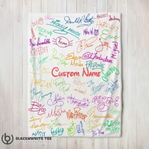 Perfect Top Playful Hand Writing Typography Vibrant Name Blanket Fleece Customized Blanket