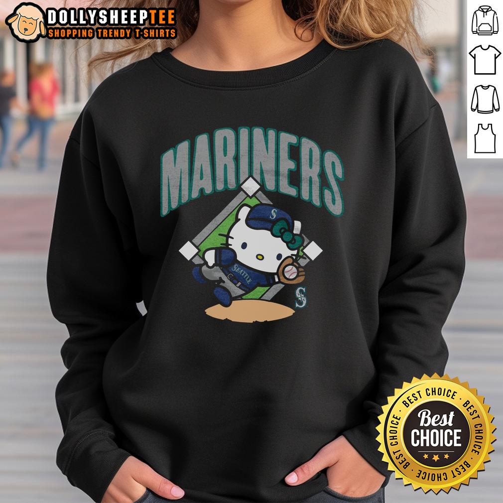 Pretty Seattle Mariners Hello Kitty T-Shirt - Image 5