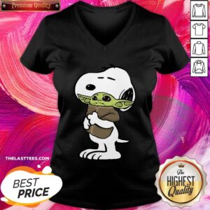 Alternative view of Funny Snoopy Hug Baby Yoda Shirt