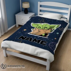 Alternative view of Perfect Pretty Star Wars Baby Yoda Astronomy Blanket Fleece Customized Blanket