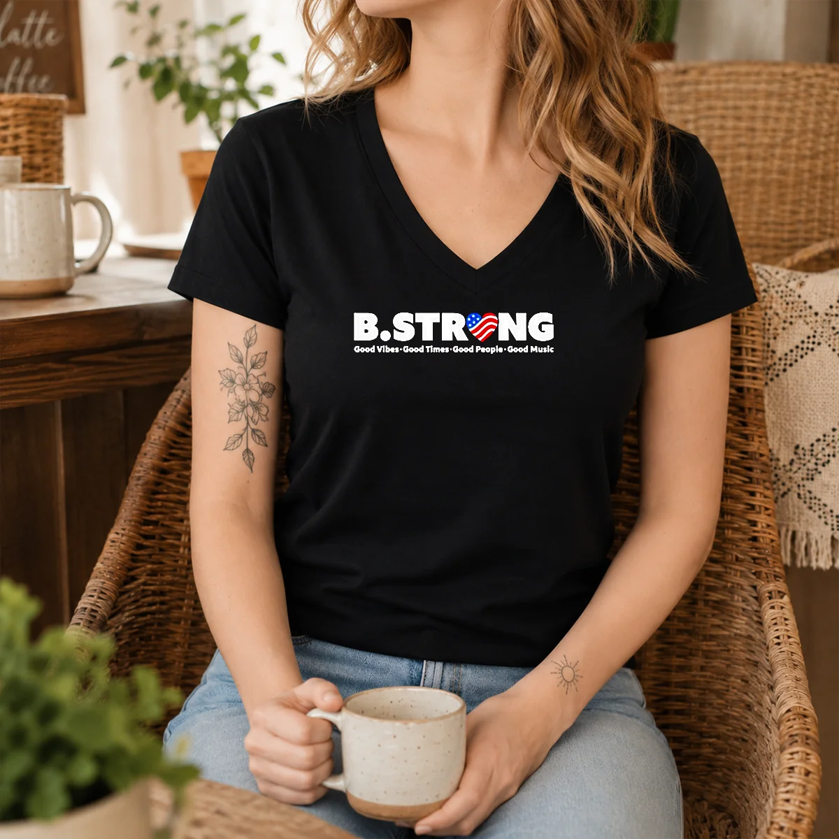 Original B Strong Good Vibes Good Times Good People Good Music Shirt - Image 8