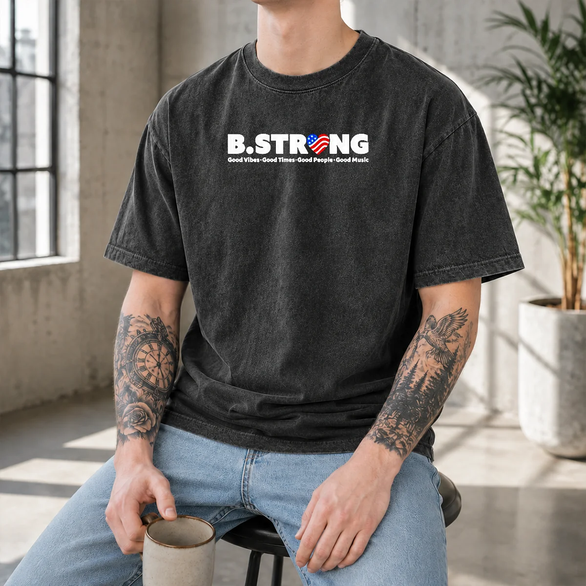 Original B Strong Good Vibes Good Times Good People Good Music Shirt - Image 9