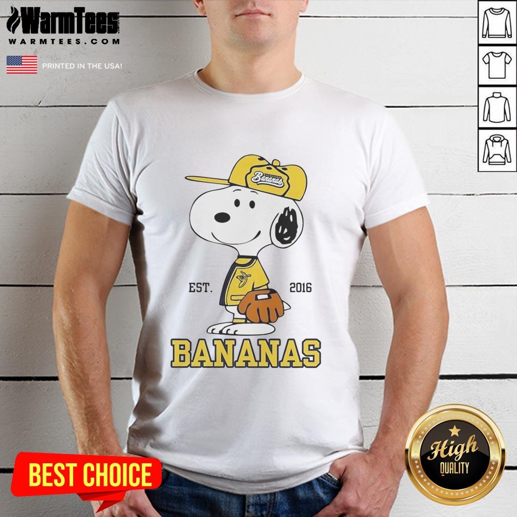 Cute Snoopy Wearing Savannah Bananas Outfit Est 2016 T-Shirt