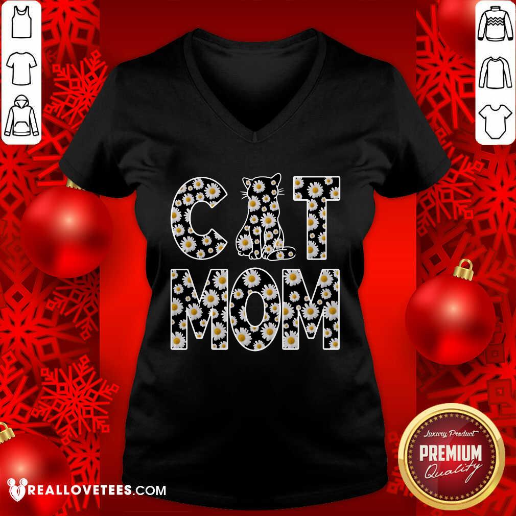 Daisy Flowers Cat Mom Shirt - Image 3
