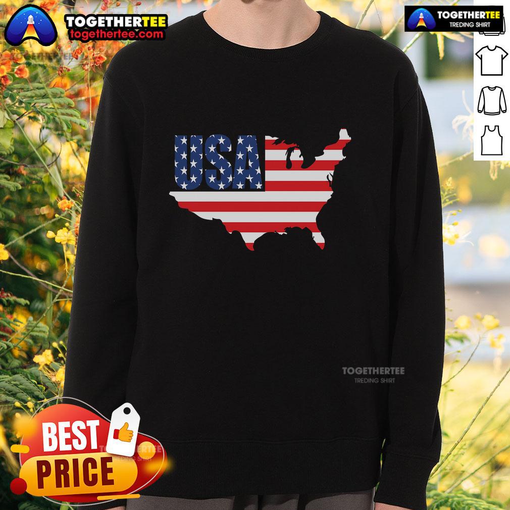 Official USA American US Flag Map Patriotic T-Shirt - Image 5