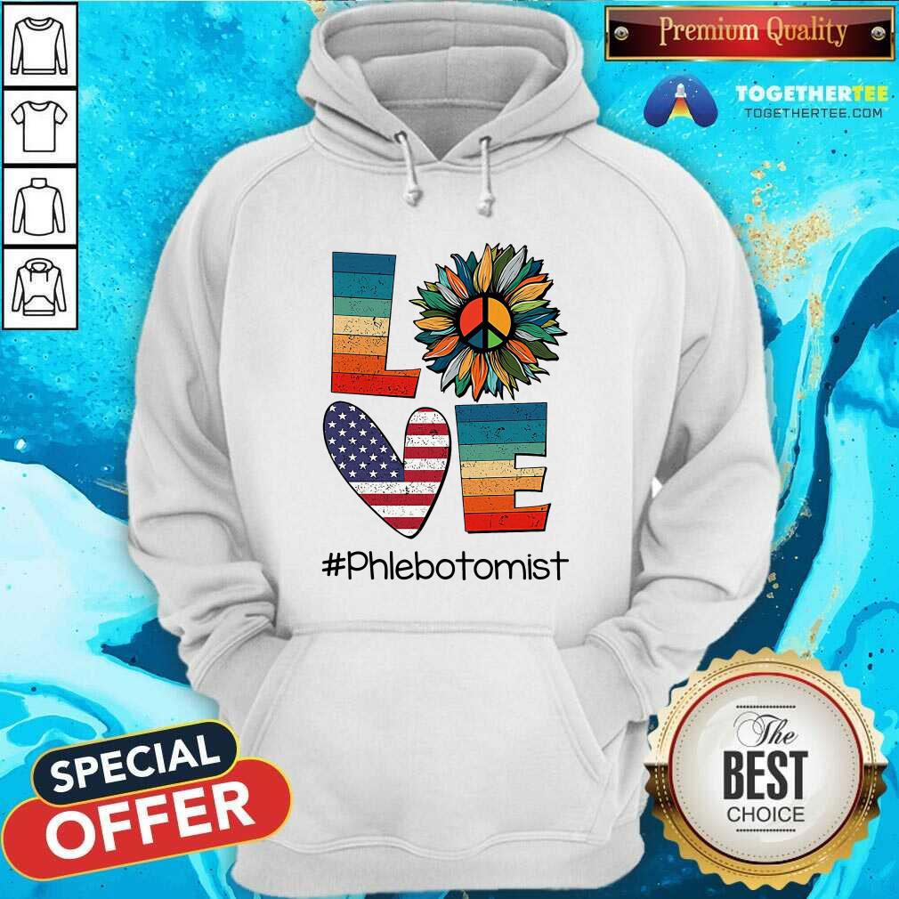 Love Phlebotomist Vintage Amerricans Flag Sunflower Shirt - Image 5