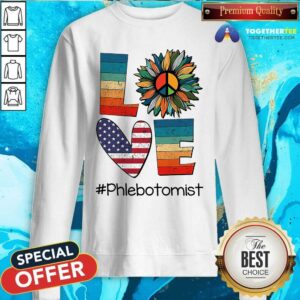 Alternative view of Love Phlebotomist Vintage Amerricans Flag Sunflower Shirt