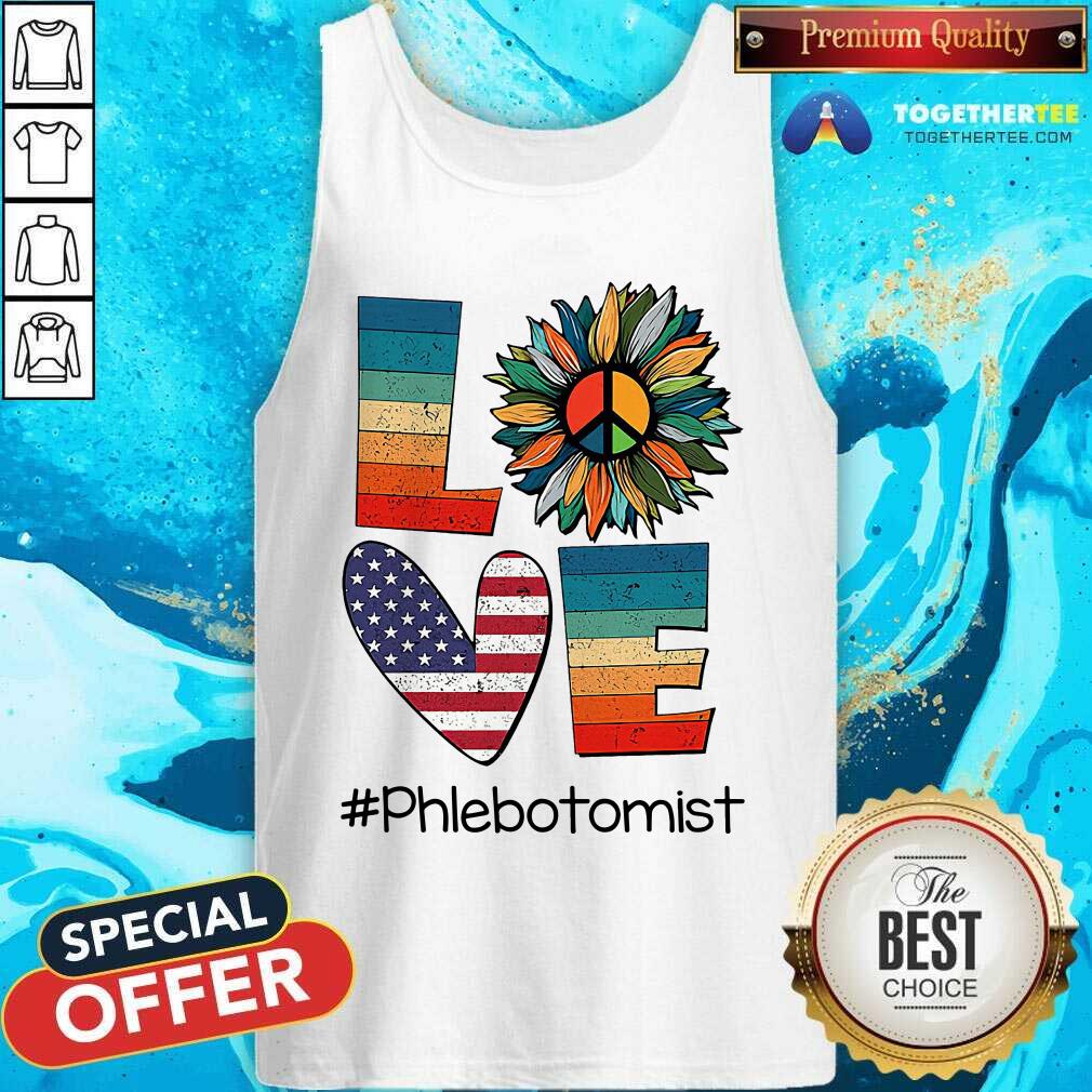 Love Phlebotomist Vintage Amerricans Flag Sunflower Shirt - Image 4