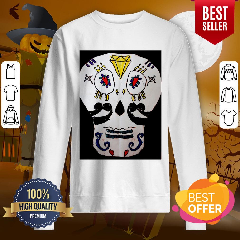 Black And White Sugar Skulls Day Dead Shirt - Image 4