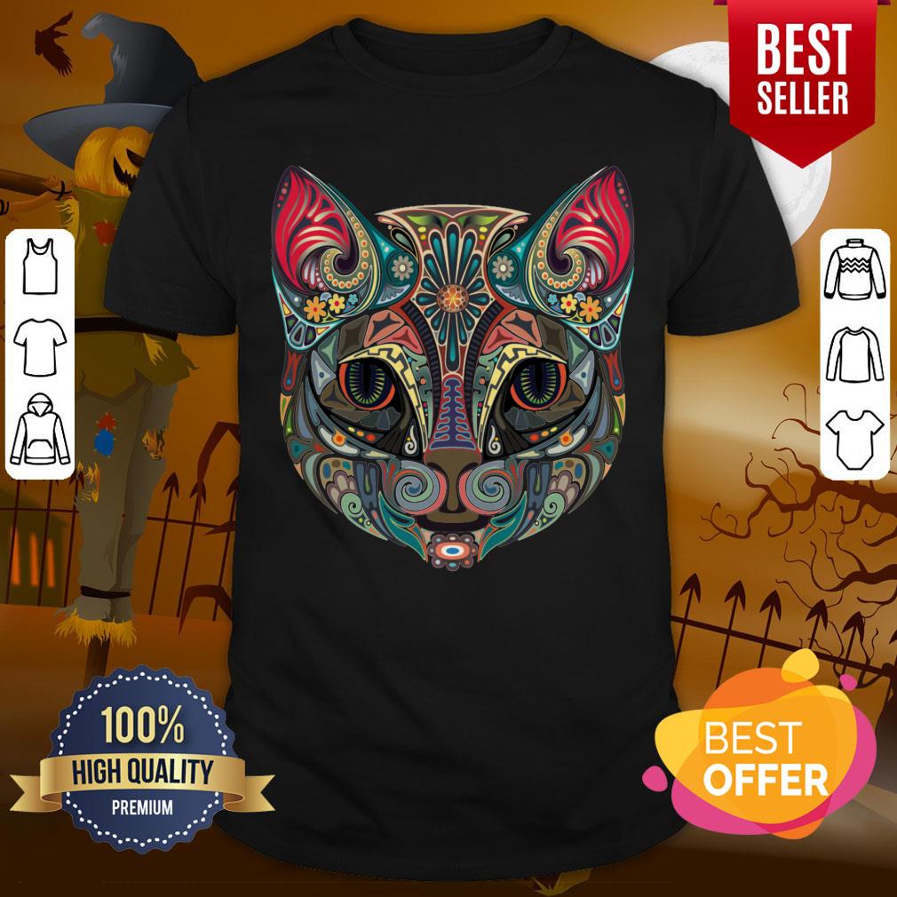 Cat Sugar Skull Day Of The Dead Mexican Holiday Shirt