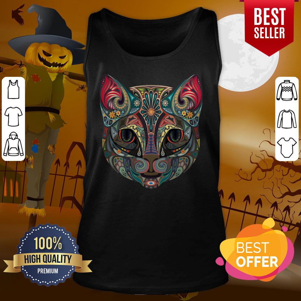 Cat Sugar Skull Day Of The Dead Mexican Holiday Shirt - Image 3