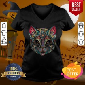 Alternative view of Cat Sugar Skull Day Of The Dead Mexican Holiday Shirt