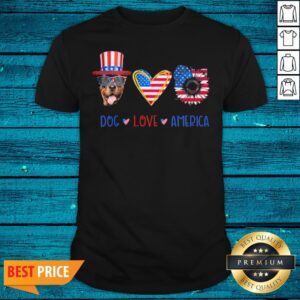 Happy Dog Love America Sunflower American Flag Shirt