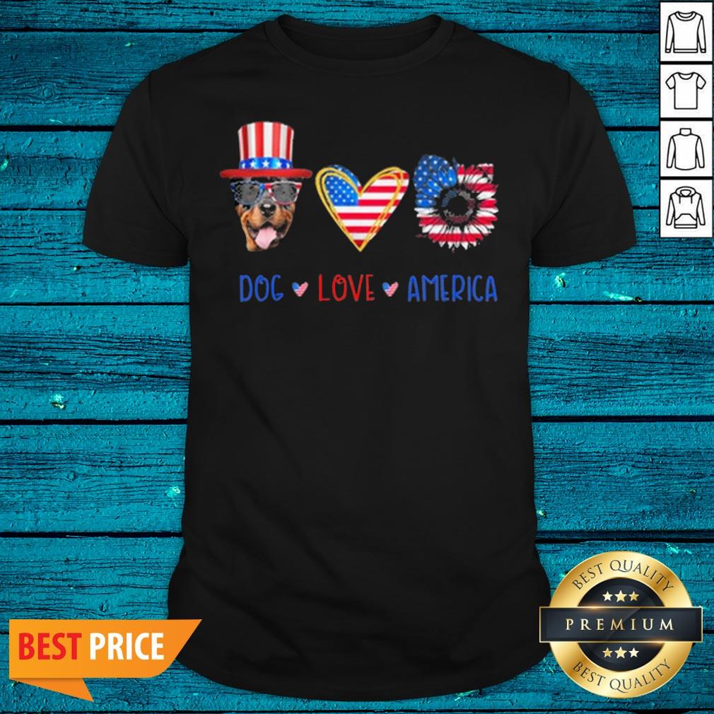 Happy Dog Love America Sunflower American Flag Shirt