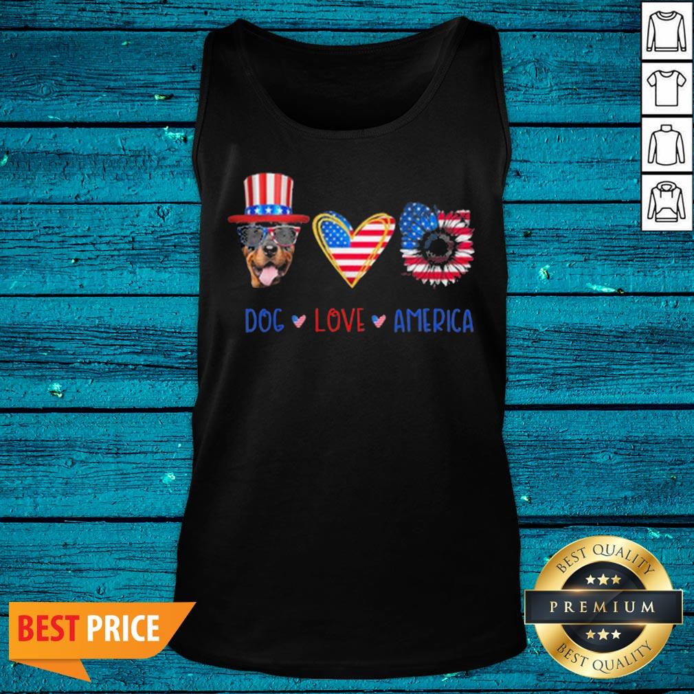 Happy Dog Love America Sunflower American Flag Shirt - Image 3