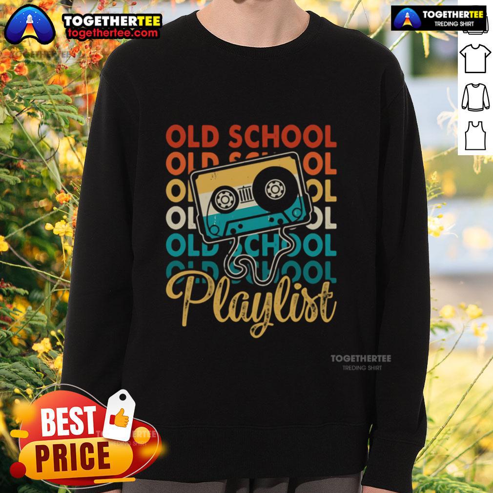 Premium Retro Old School Playlist Cassette Tape Music 80s 90s Vintage T-Shirt - Image 5