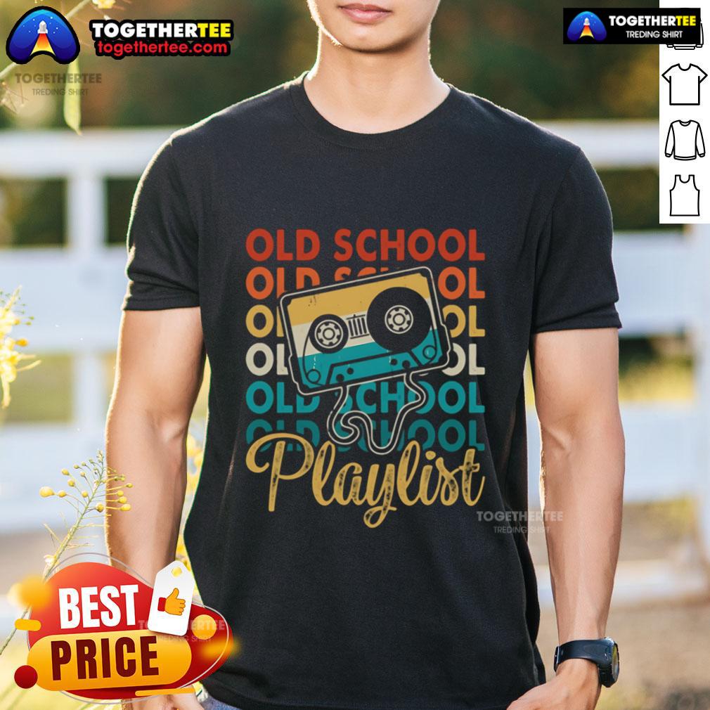 Premium Retro Old School Playlist Cassette Tape Music 80s 90s Vintage T-Shirt