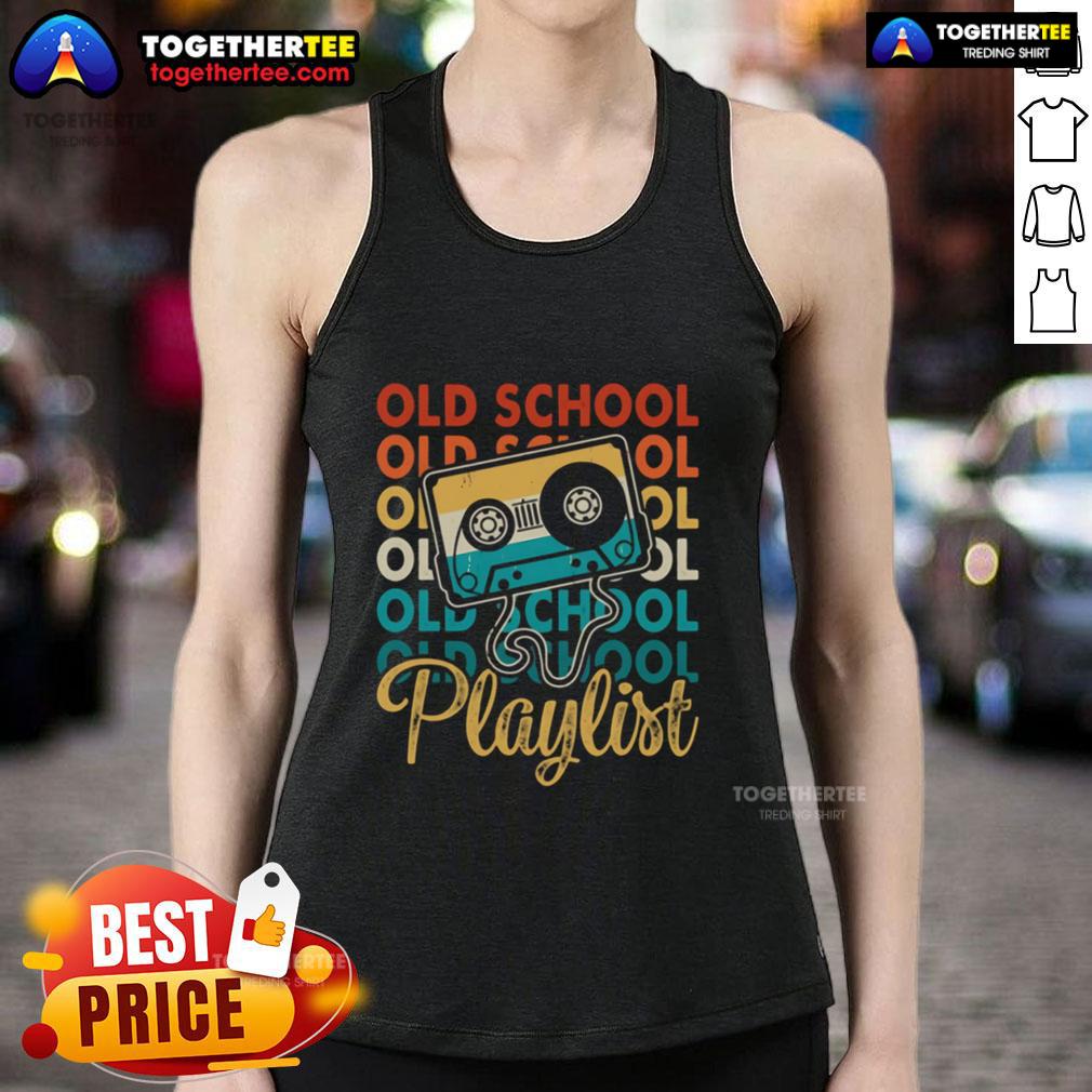 Premium Retro Old School Playlist Cassette Tape Music 80s 90s Vintage T-Shirt - Image 4
