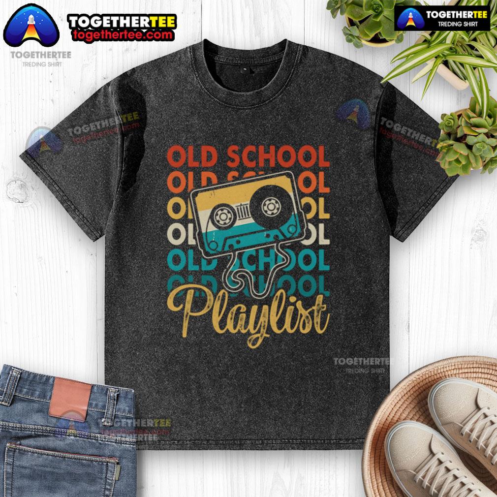 Premium Retro Old School Playlist Cassette Tape Music 80s 90s Vintage T-Shirt - Image 6