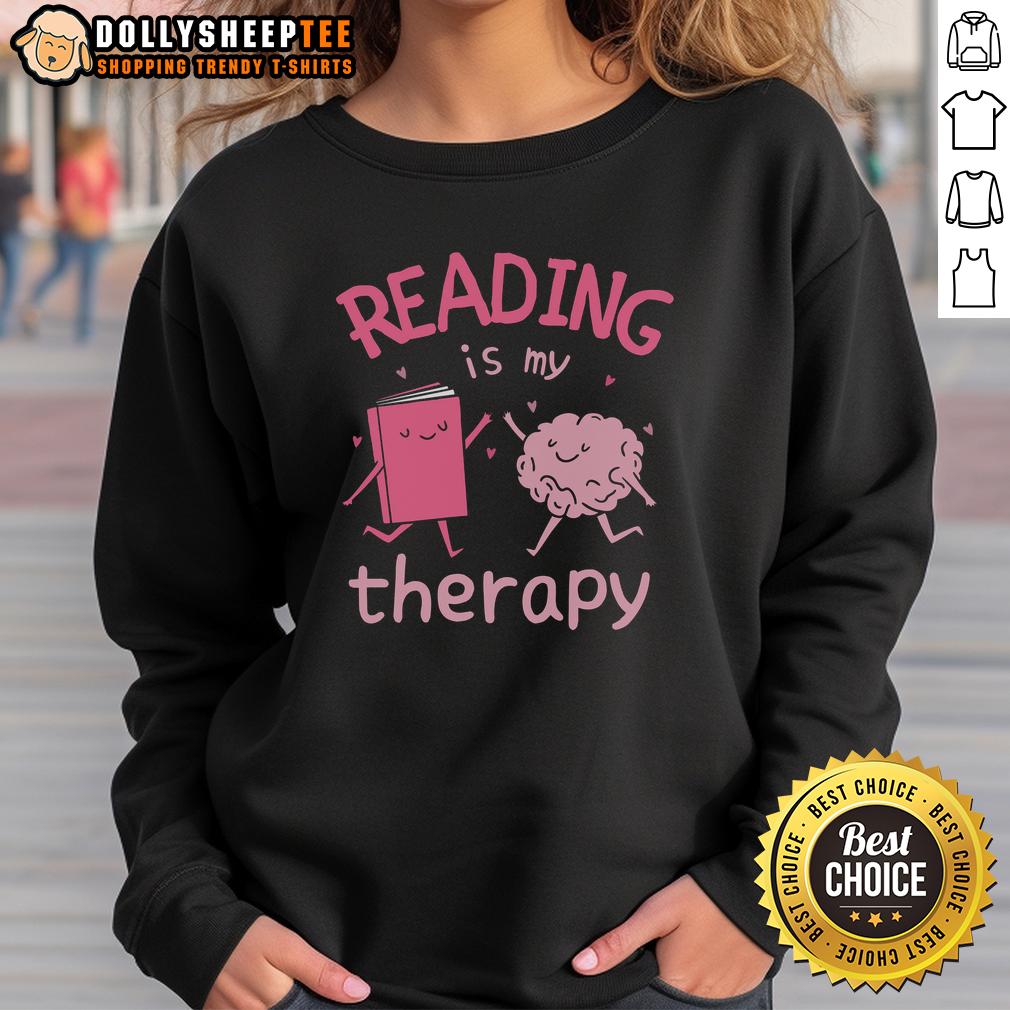 Top Reading Is My Therapy T-Shirt - Image 5