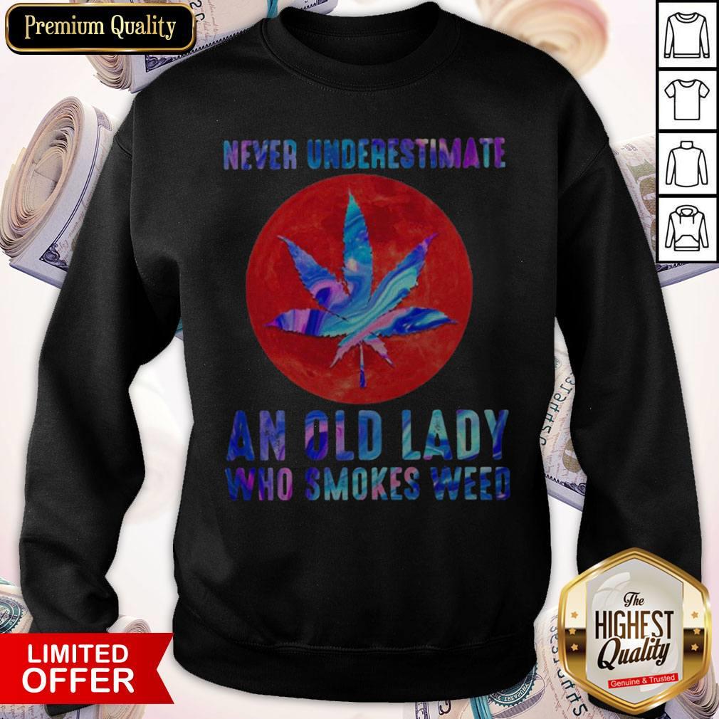 Never Underestimate An Old Lady Who Smokes Weed Blood Moon Shirt - Image 5
