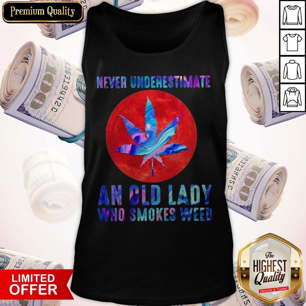 Never Underestimate An Old Lady Who Smokes Weed Blood Moon Shirt - Image 4