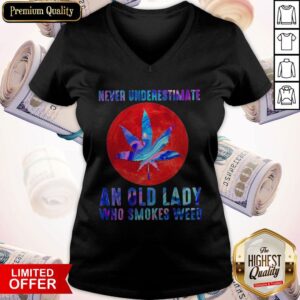 Alternative view of Never Underestimate An Old Lady Who Smokes Weed Blood Moon Shirt