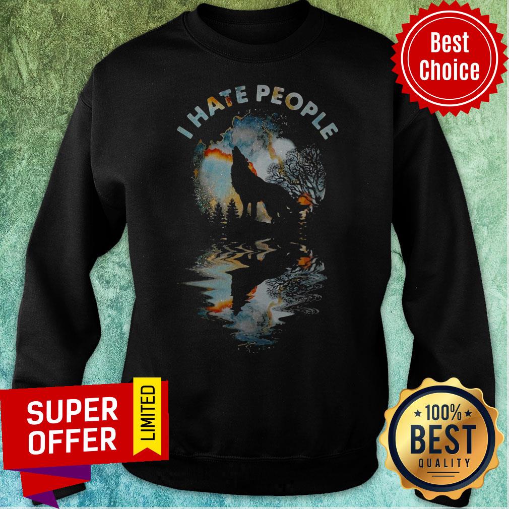 Premium Wolf I Hate People Mirror Shirt - Image 2
