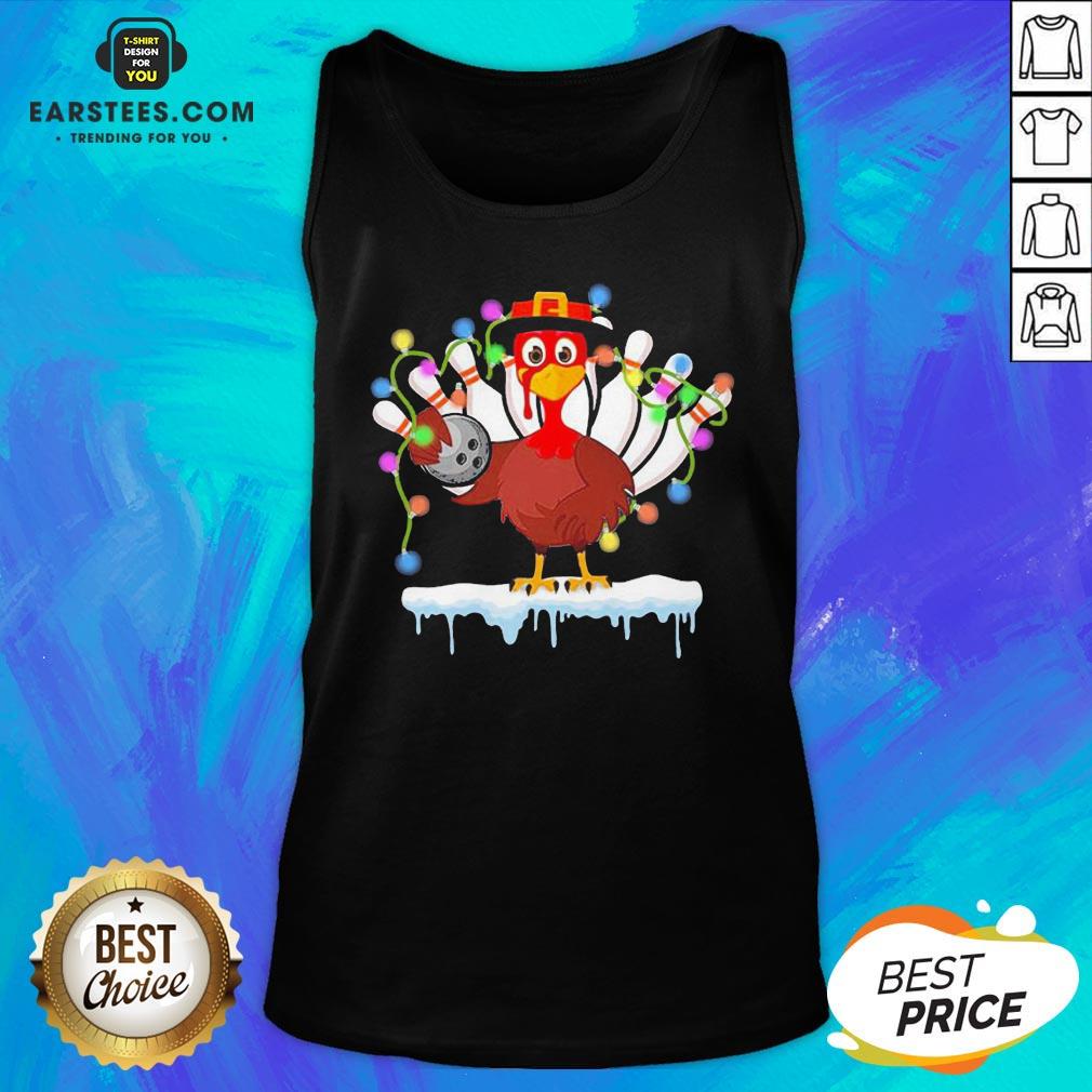 Top Turkey Playing Bolling Happy Light Christmas Shirt - Image 5