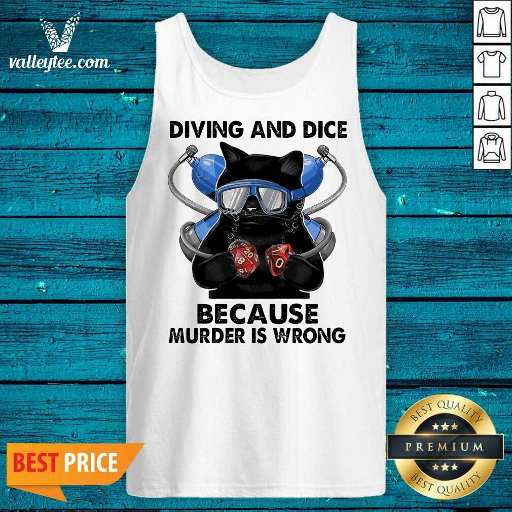 Black Cat Diving And Dice Because Murder Is Wrong Shirt - Image 4