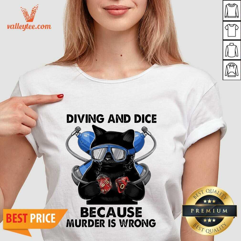 Black Cat Diving And Dice Because Murder Is Wrong Shirt - Image 3