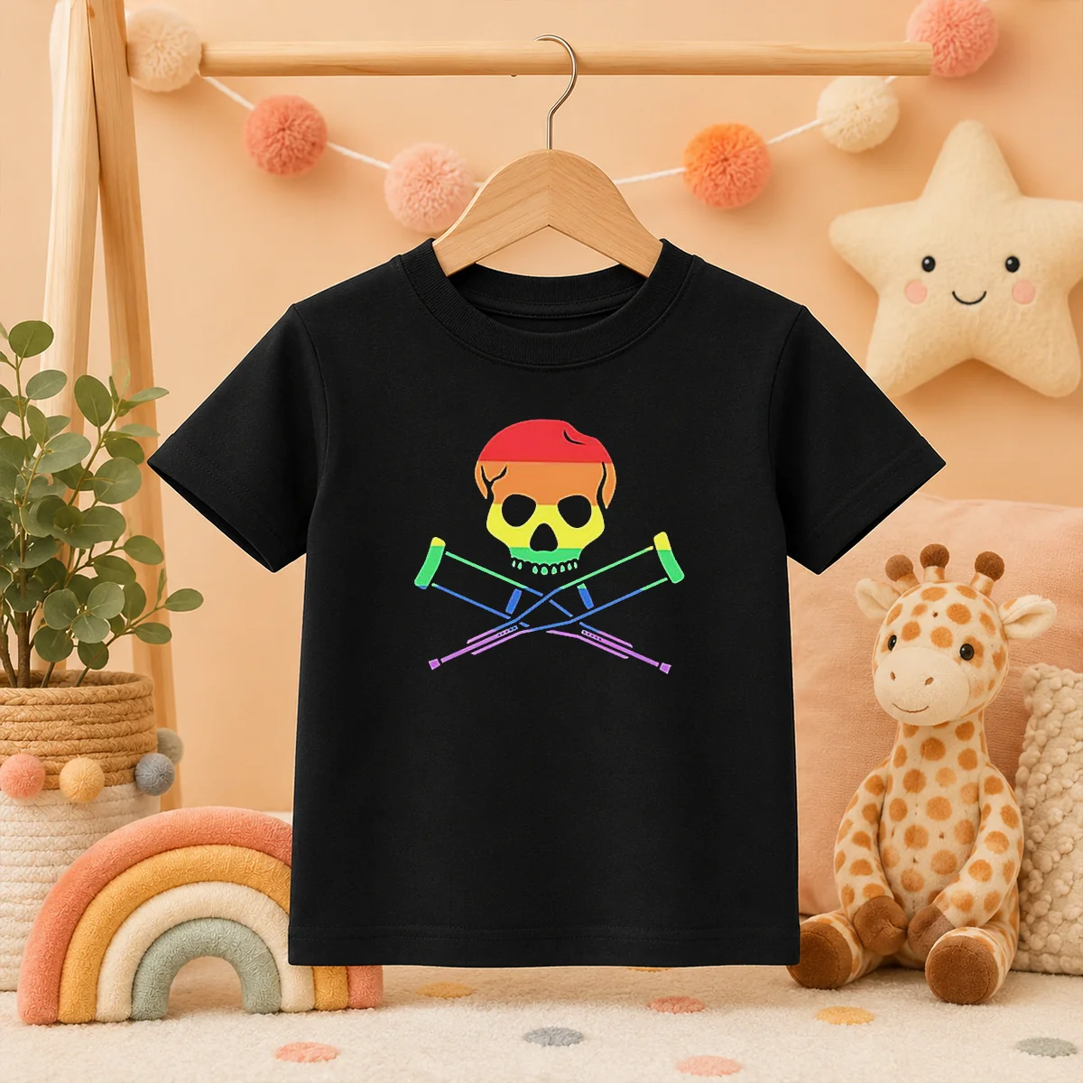 Premium Rainbow Skull And Crutches Pride Symbol Disability Awareness Shirt - Image 9