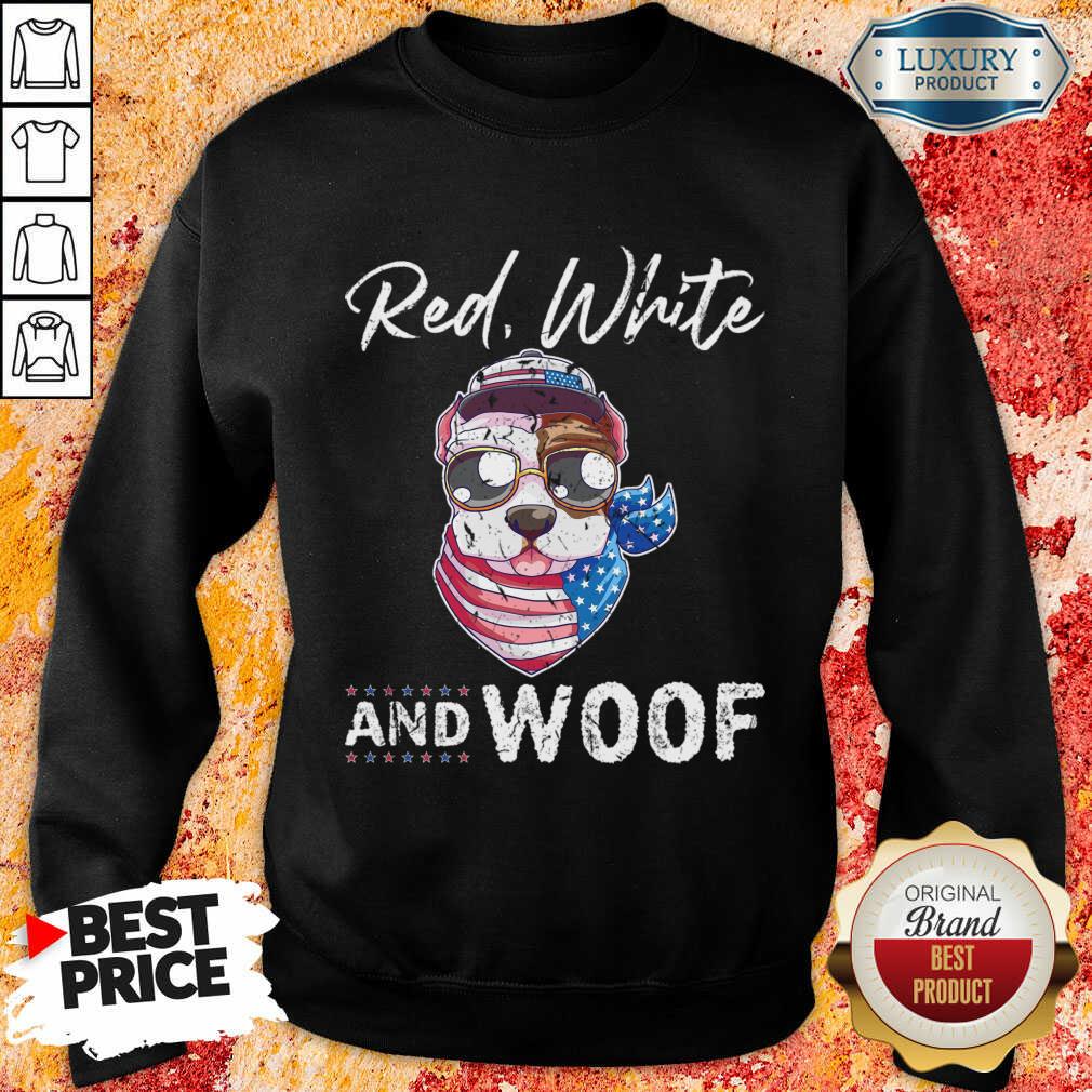 Red White And Woof Pug Dog America Shirt - Image 4