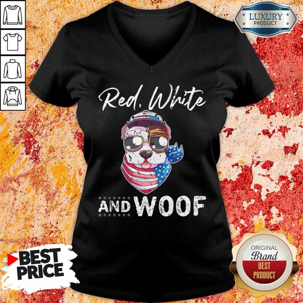 Red White And Woof Pug Dog America Shirt - Image 2
