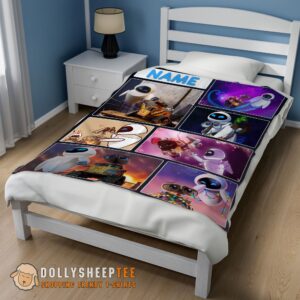 Alternative view of Perfect Disney Cartoon Wall-E And Eve Blanket Fleece Customized Blanket