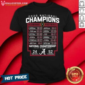 Cute Alabama Crimson Tide Blue 84 College Football Playoff 2020 National Champions Schedule Shirt