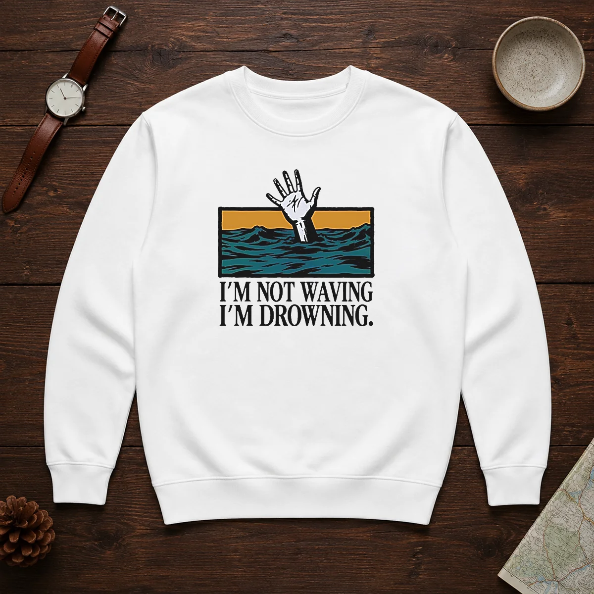 Hot I'M Not Waving I'M Drowning Shirt - Image 7