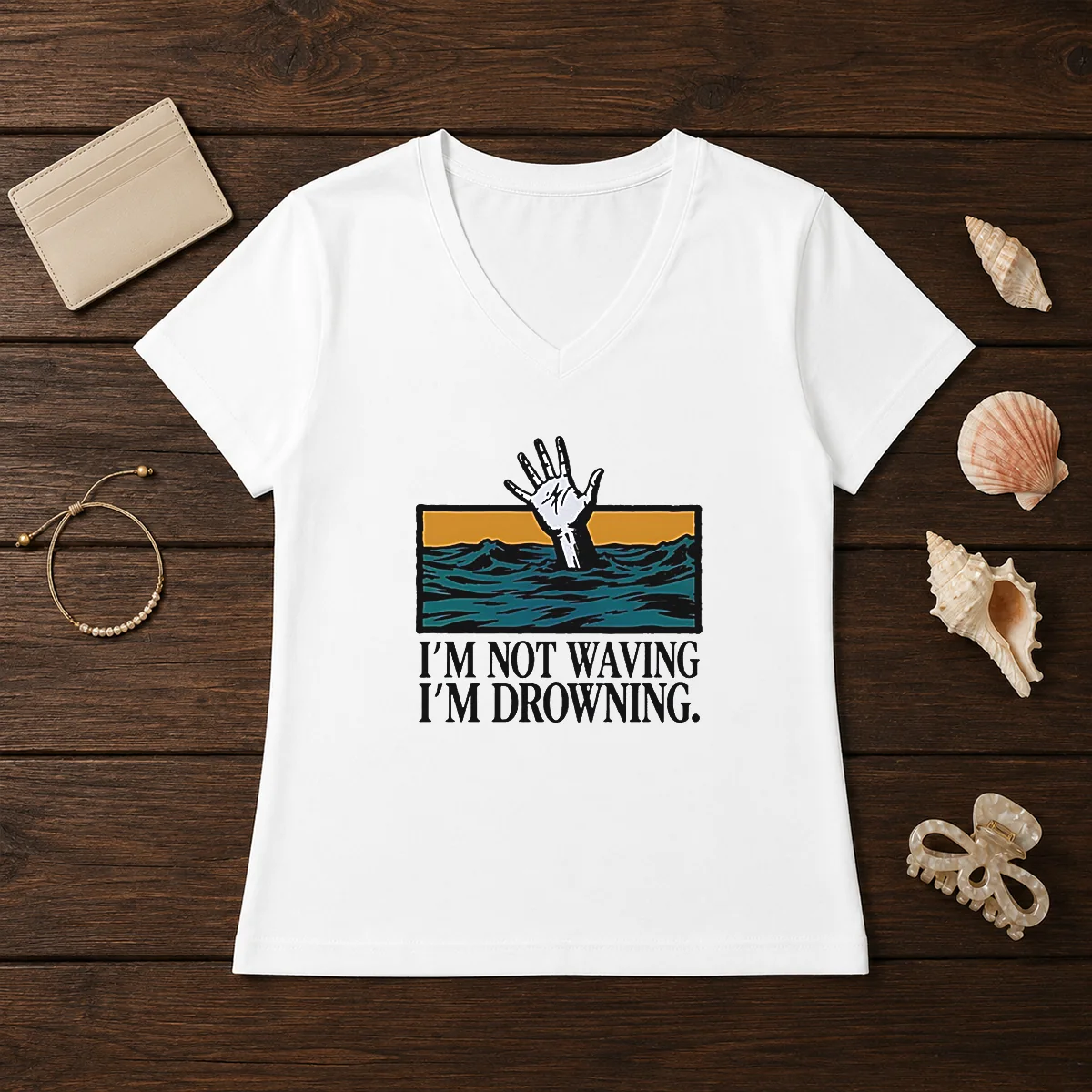 Hot I'M Not Waving I'M Drowning Shirt - Image 2