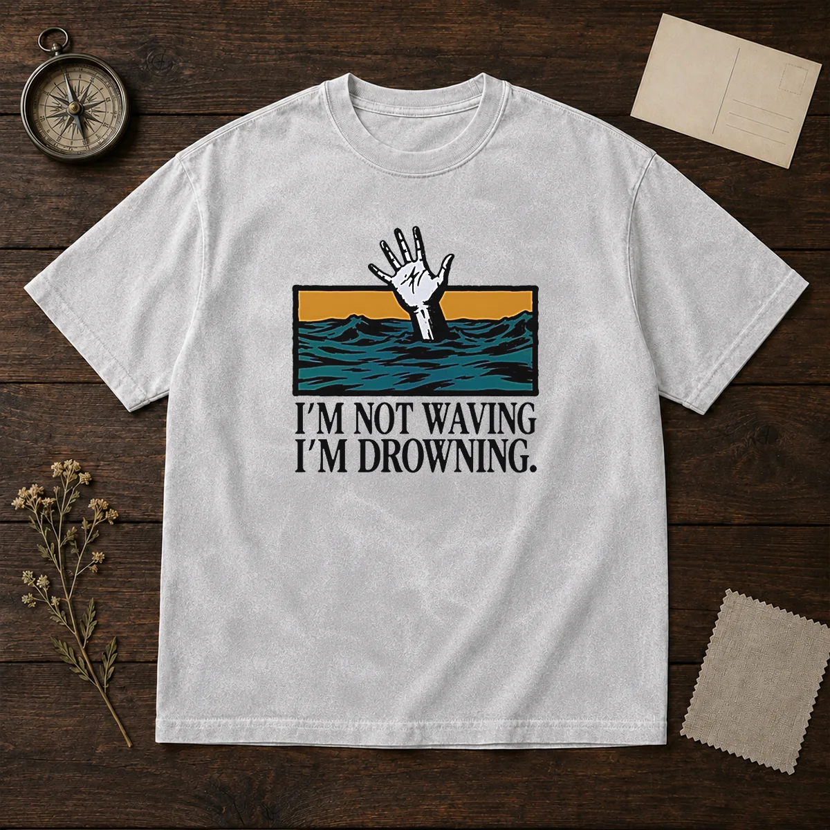 Hot I'M Not Waving I'M Drowning Shirt - Image 8