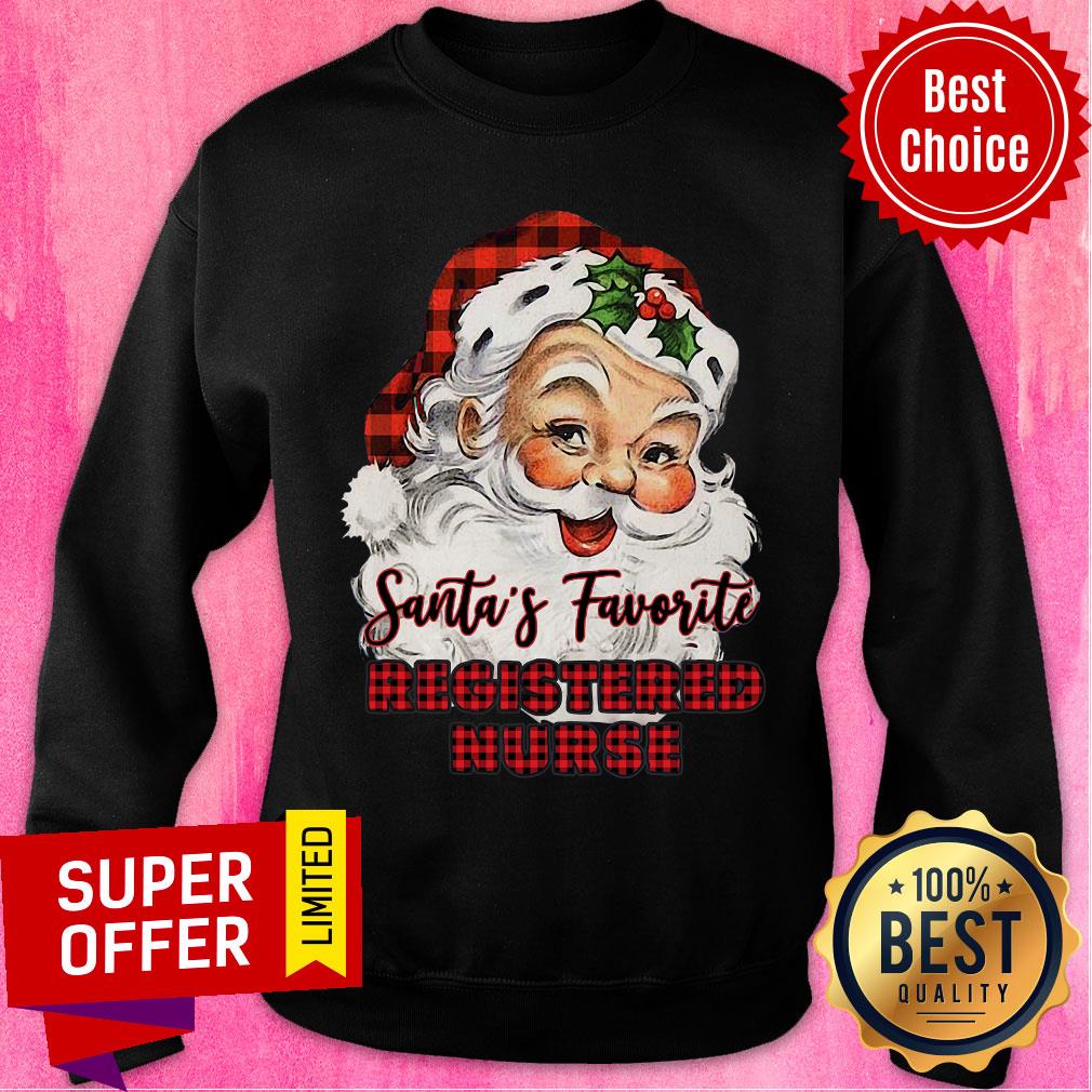 Original Santa's Claus Favorite Registered Nurse Christmas Shirt - Image 4