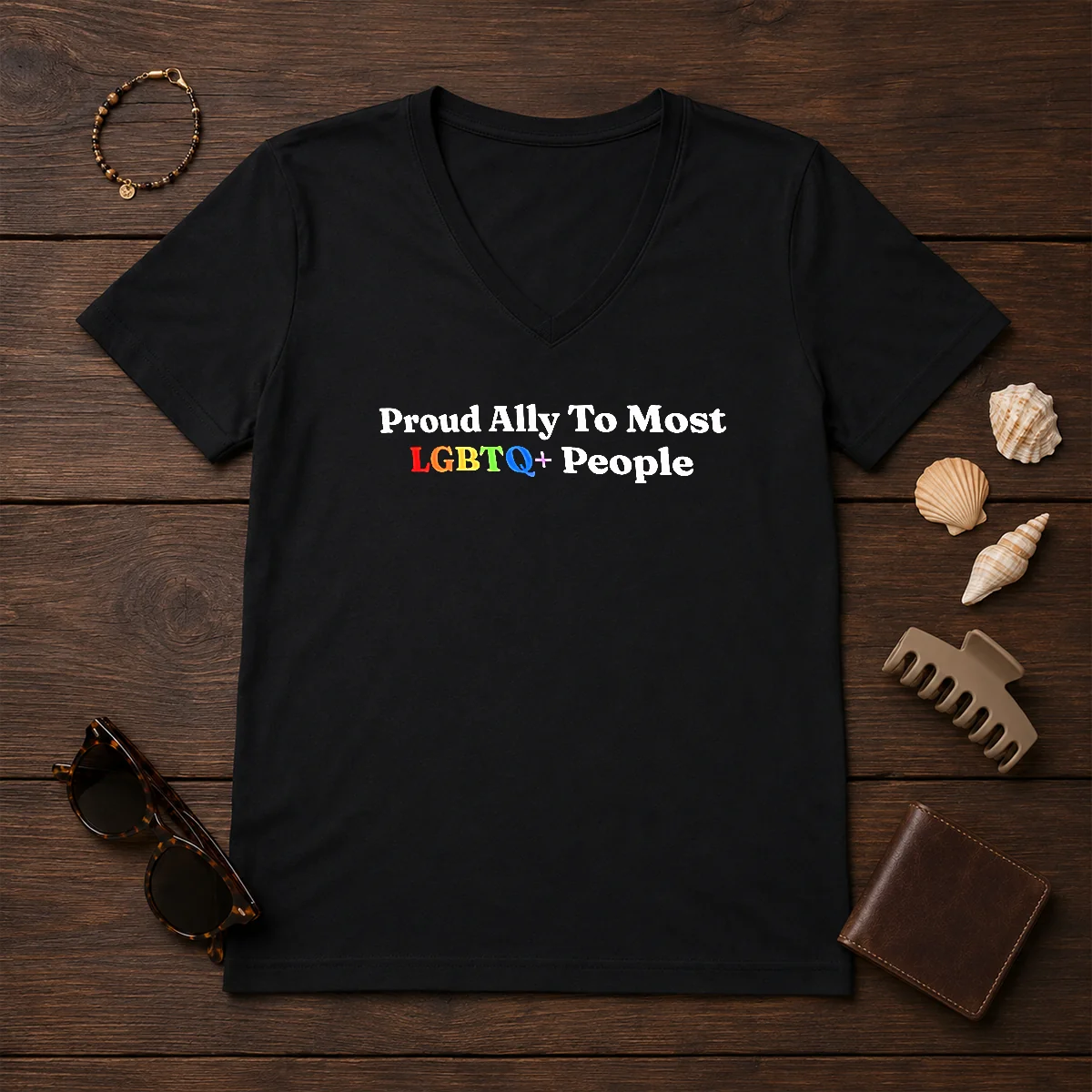 Original Proud Ally To Most LGBTQ People Shirt - Image 2