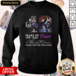 Alternative view of Funny 42 Year Of Prince 1978 2020 Thank You For Your Music Signature Shirt