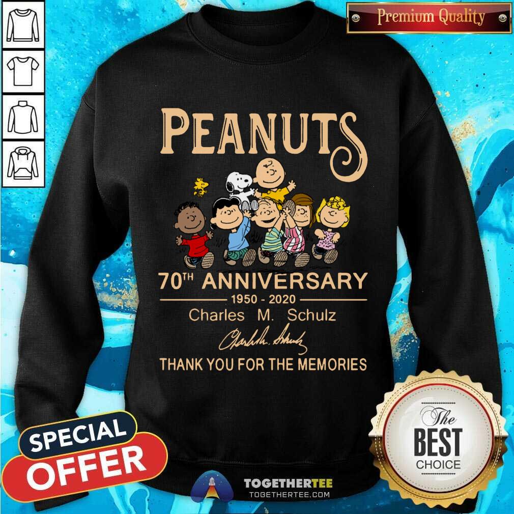 Hot The Peanuts 70th Anniversary 1950 2020 Thank You For The Memories Signature Shirt - Image 4