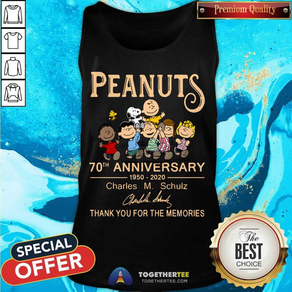 Hot The Peanuts 70th Anniversary 1950 2020 Thank You For The Memories Signature Shirt - Image 3