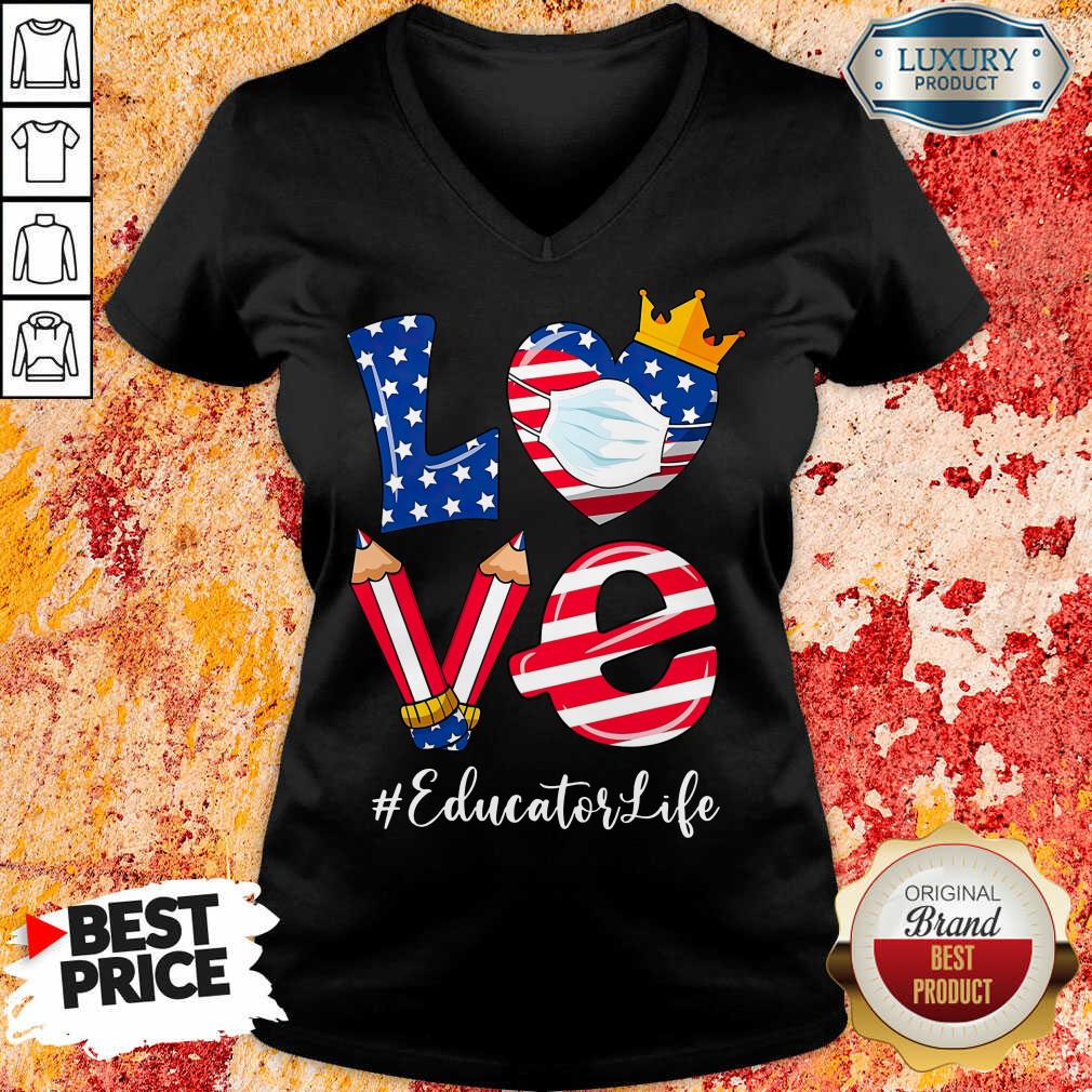 Love American Flag Educator Life Shirt - Image 2